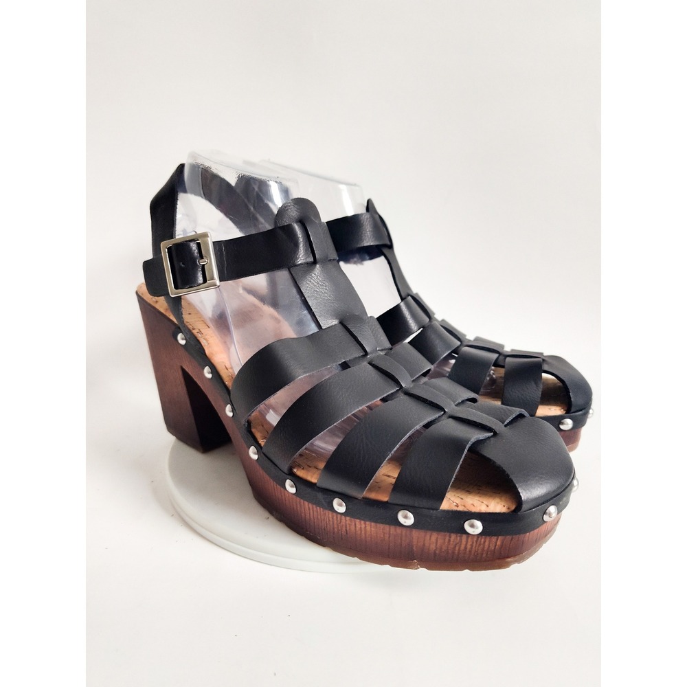 Korks Sandals 10 Fisherman Clogs Whitney Studded Boho Platform Block Heels